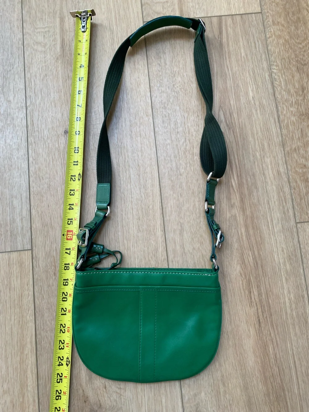 Coach Green Leather Crossbody Bag with Tassels